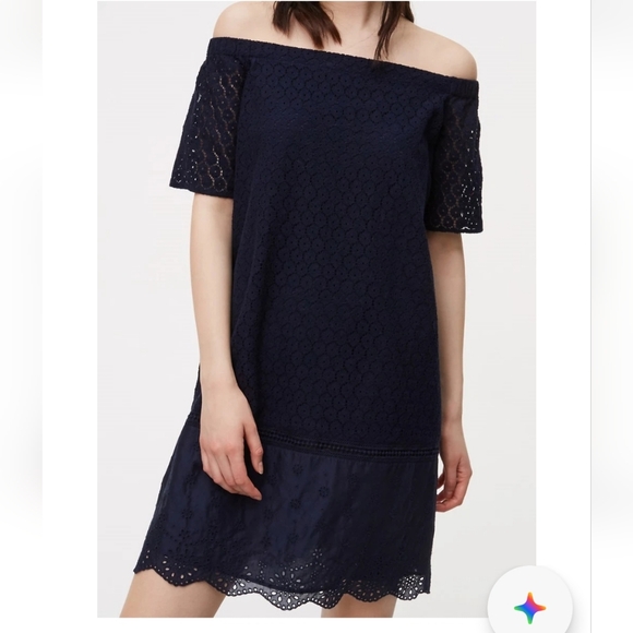 Ann Taylor Loft Crochet Lace Mini Dress Shift SP Petite Small - Picture 1 of 11